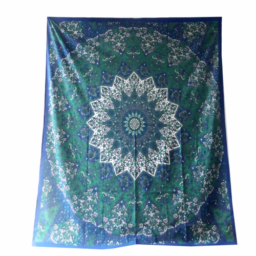 Bild von Tagesdecke Königselefanten Paisley blau grün
