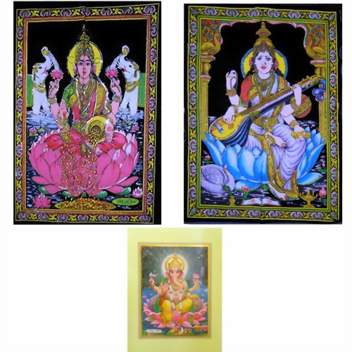 Bild von Imágenes algodón pared set Sarasvati/ Lakshmi
