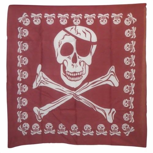 Bild von Tuch Totenköpfe rot Piratenflagge