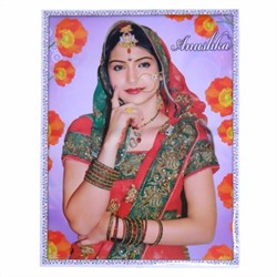 Bild von Póster Anushka Sharma sari rojo verde estrella de Bollywood
