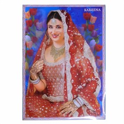 Bild von Póster Kareena Kapoor sari rojo blanco estrella de Bollywood
