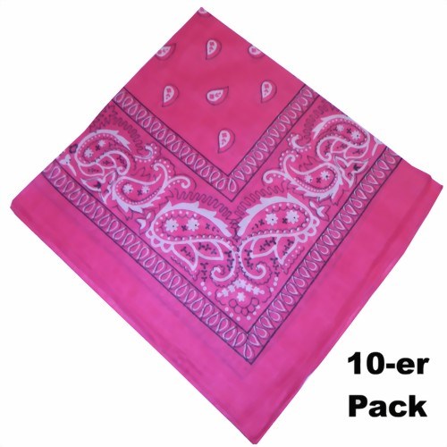 Bild von Set 10 bandana in cotone pink Paisley bianco
