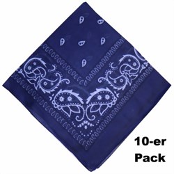 Bild von Set 10 bandana in cotone blu scuro Paisley bianco
