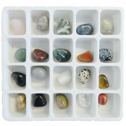 Bild von Piedras semipreciosas 20 pulidas gemas en caja expositora
