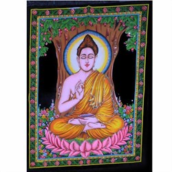 Bild von Imagen algodón pared Buda sobre flor de loto rosa 107 x 78 cm
