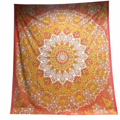 Bild von Tagesdecke orange ocker Königselefanten Paisley 