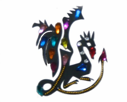 Bild von Klebetattoo Drache mit Glitzersteinen