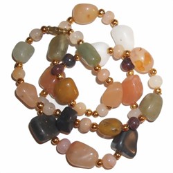 Bild von Collar de perlas ágata piedras semipreciosas pulidas multicolores 45cm
