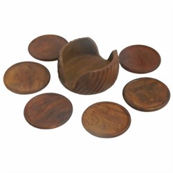 Bild von Set de posavasos madera redondos tallados