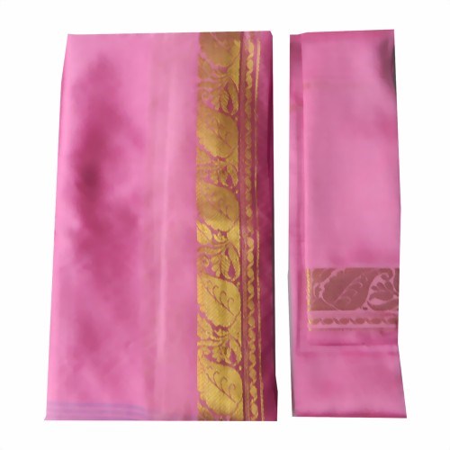 Bild von Sari indiano rosa broccato oro