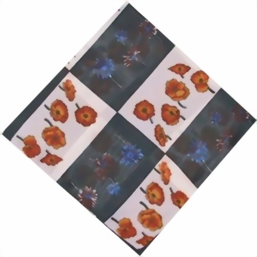 Bild von Foulard floreale blu rosso arancione
