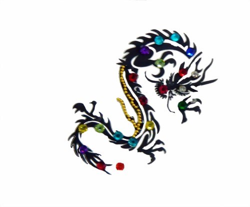 Bild von Klebetattoo chinesischer Drache mit Glitzersteinen