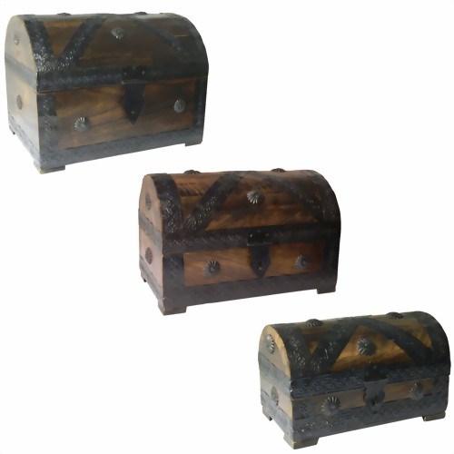 Bild von Piratenkisten 3er Set braun Antiklook Holz