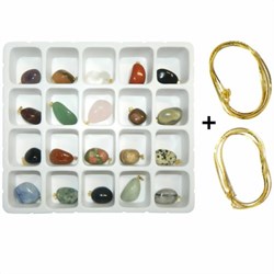 Bild von Piedras semipreciosas 20 gemas colgantes con argolla dorada y dos cadenas tipo cobra
