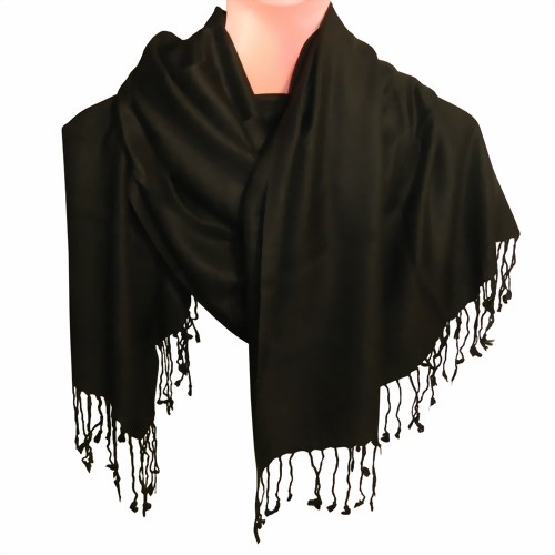 Bild von Pañuelo tipo pashmina flecos negro
