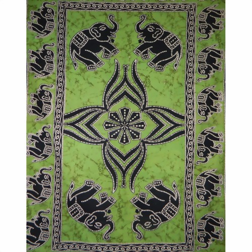Bild von Colcha individual elefantes verde