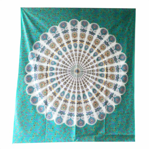 Bild von Copriletto matrimoniale "Mandala Pavone" verde