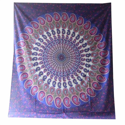 Bild von Copriletto matrimoniale "Mandala Paisley" viola rosa

