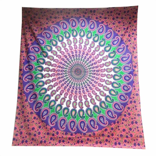 Bild von Copriletto matrimoniale "Mandala Paisley" rosa viola
