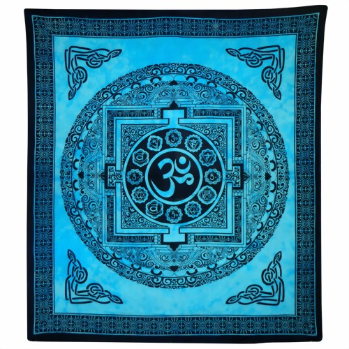 Bild von Copriletto matrimoniale "Mandala Om" turchese