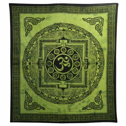 Bild von Copriletto matrimoniale "Mandala Om" verde