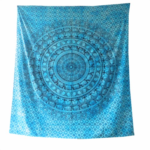 Bild von Colcha elefantes paisley azul turquesa negro Tie Dye desteñido
