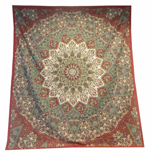 Bild von Colcha elefantes realeza paisley rojo burdeos verde claro