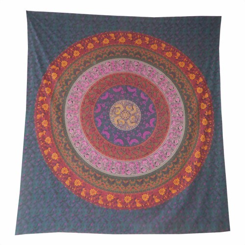 Bild von Colcha mandala flores rojo burdeos algodón
