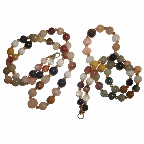 Bild von Perlenkette Edelsteine 60cm Achatsteine
