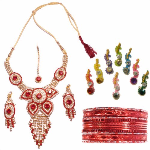 Bild von Bollywood Schmuck-Set Malaika rot