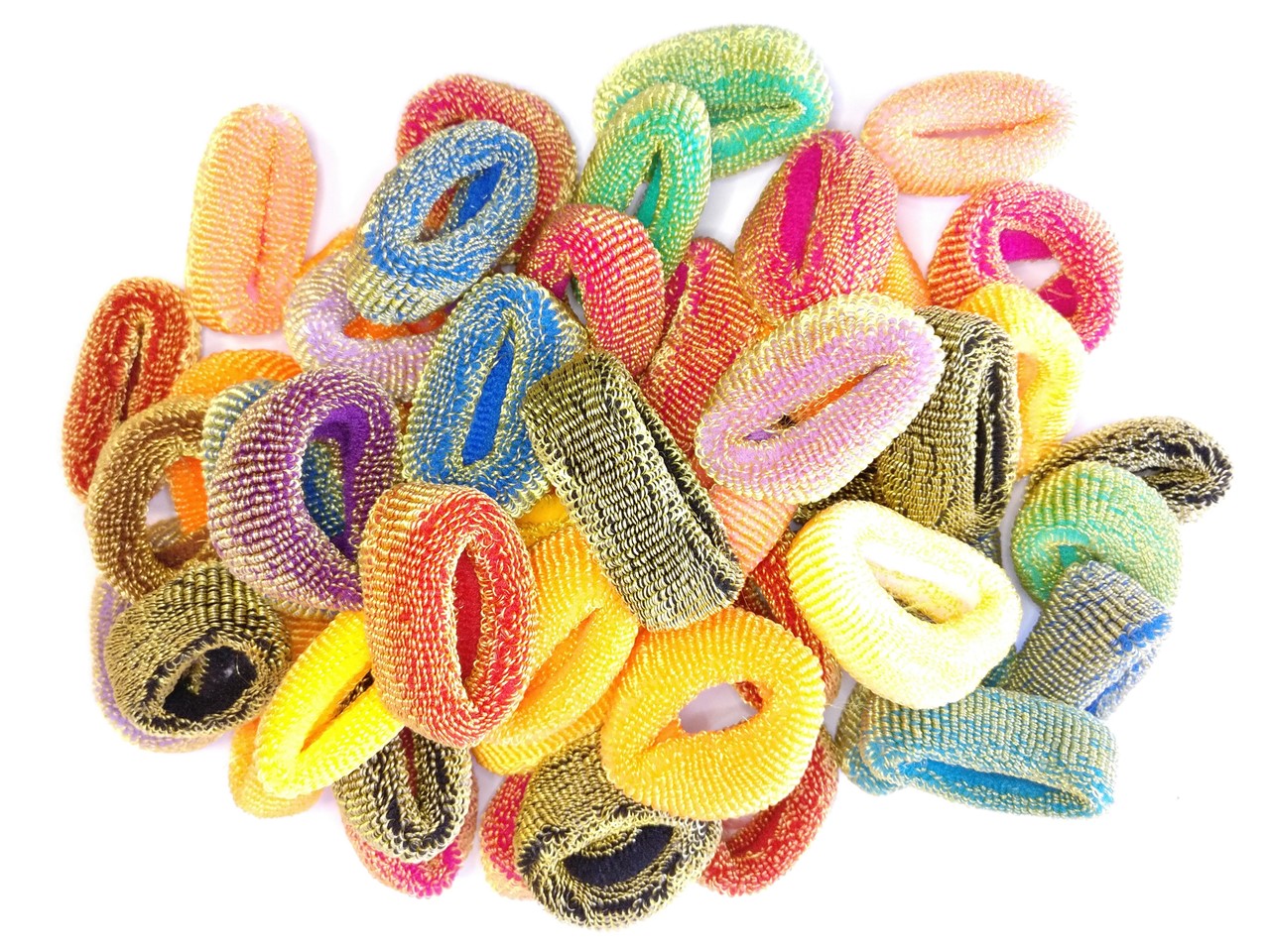 Bild von Haargummis 50er Pack bunt breit mit goldfarbenen Fasern