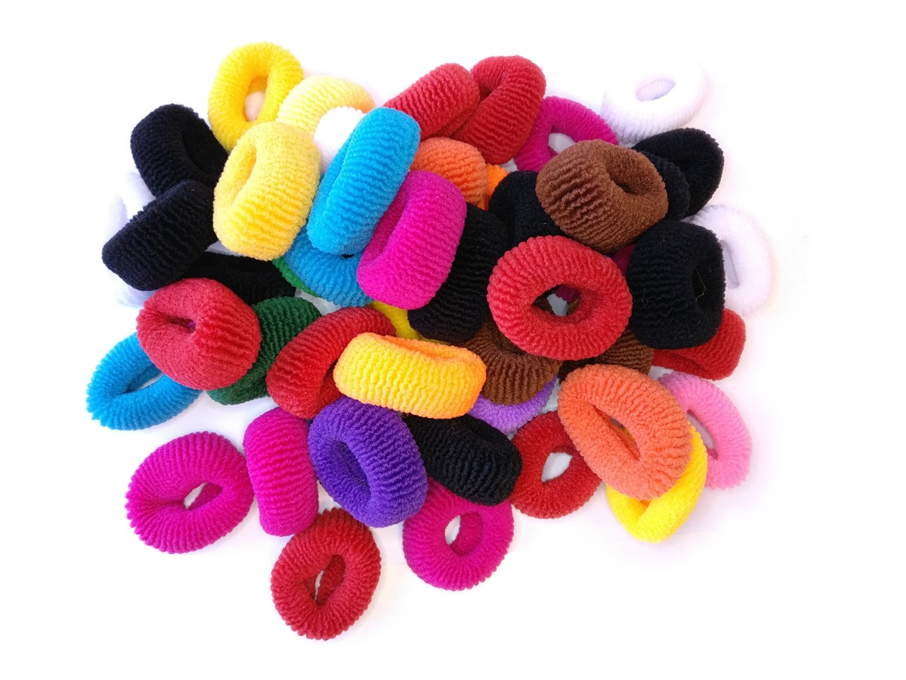 Bild von Haargummis 50er Pack bunt breit gerillt