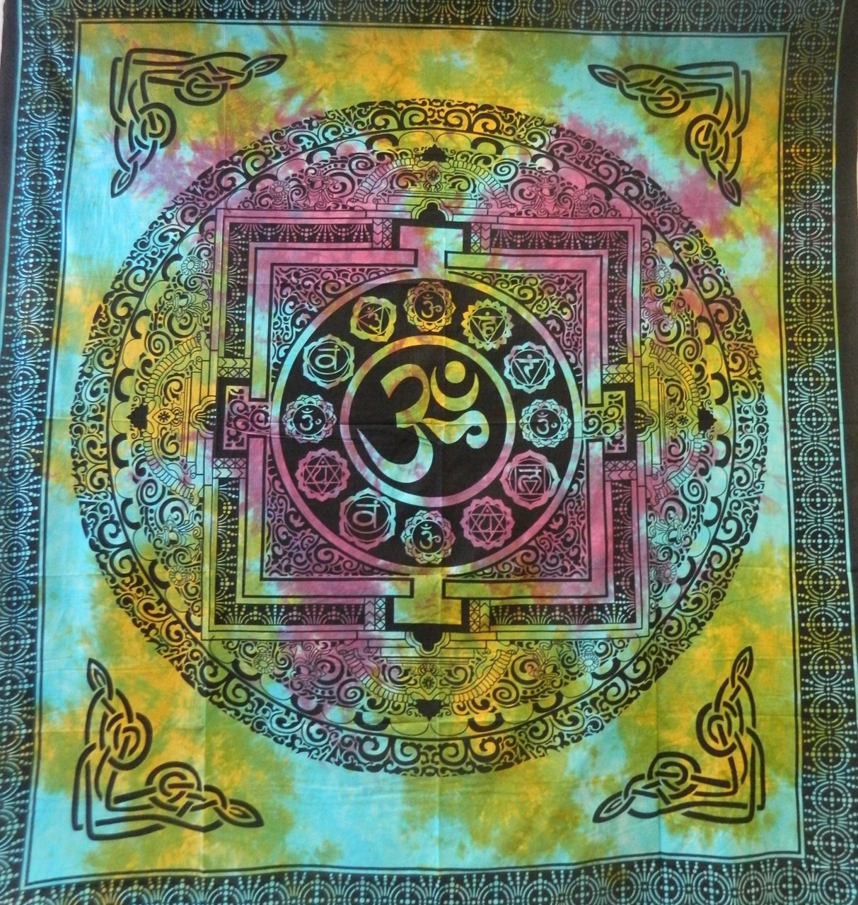 esdecke Om Mandala Aquarell Bunt Baumwolle Indische Decke Wandbehang Uberwurf Tie Dye Indischer Basar Online Shop Fur Waren Direkt Aus Indien