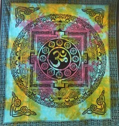 Bild von Tagesdecke Om Mandala bunt Tie Dye