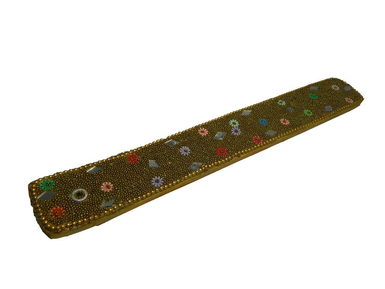 Bild von Räucherstäbchenhalter gold Brettchen mit Spiegeln und Perlen