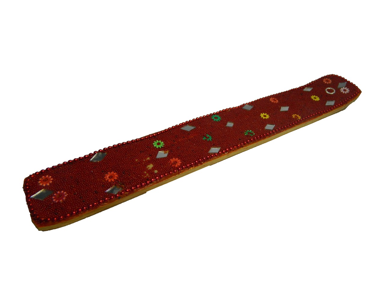 Bild von Räucherstäbchenhalter rot Brettchen mit Spiegeln und Perlen