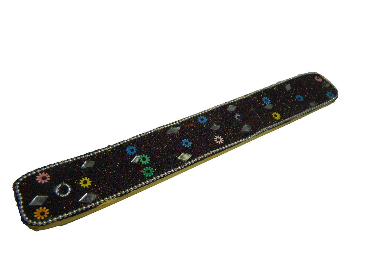Bild von Räucherstäbchenhalter schwarz Brettchen mit Spiegeln und Perlen