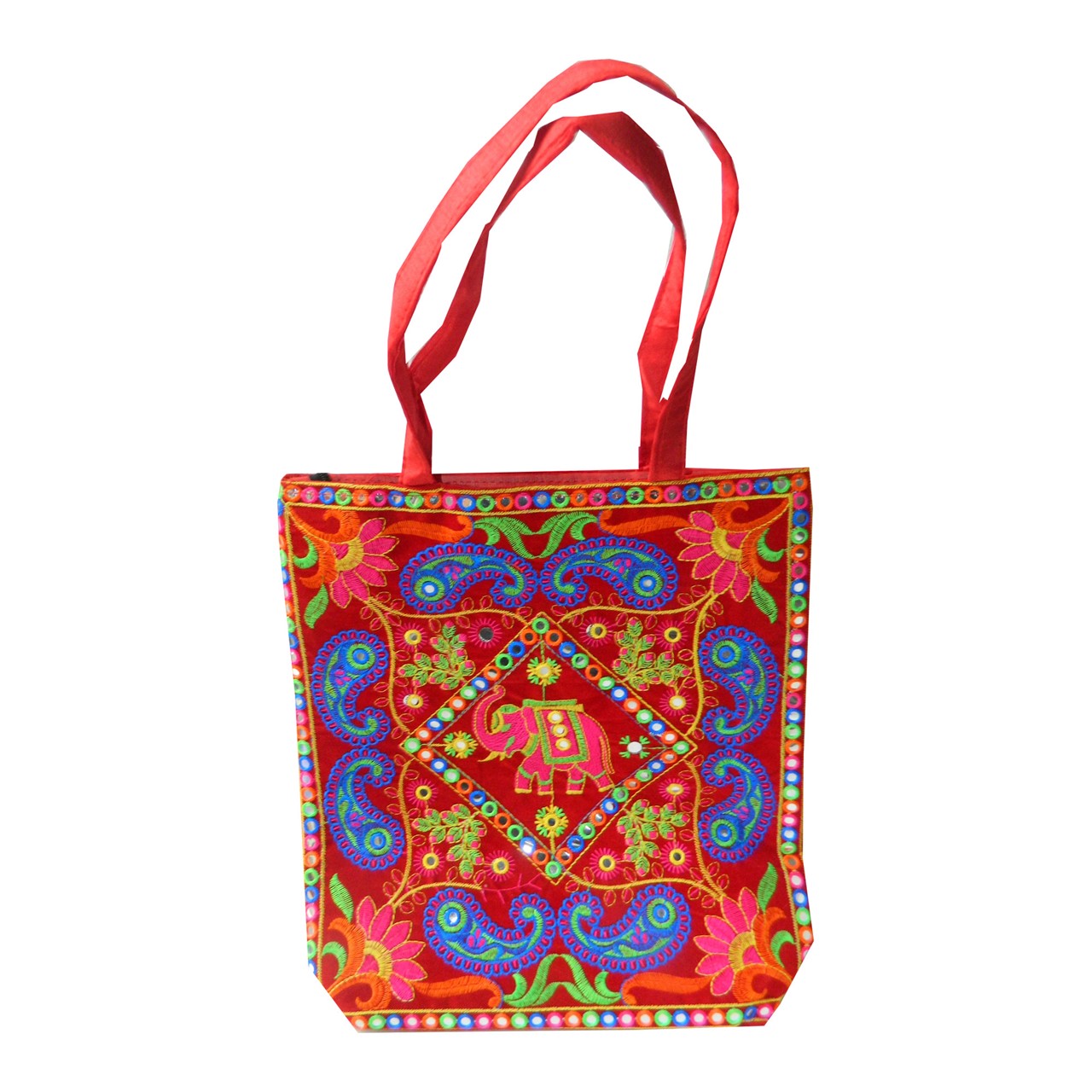 Bild von Indische Tasche rot Königselefant Paisley 