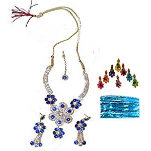 Bild von Bollywood Schmuck-Set Parineeti blau