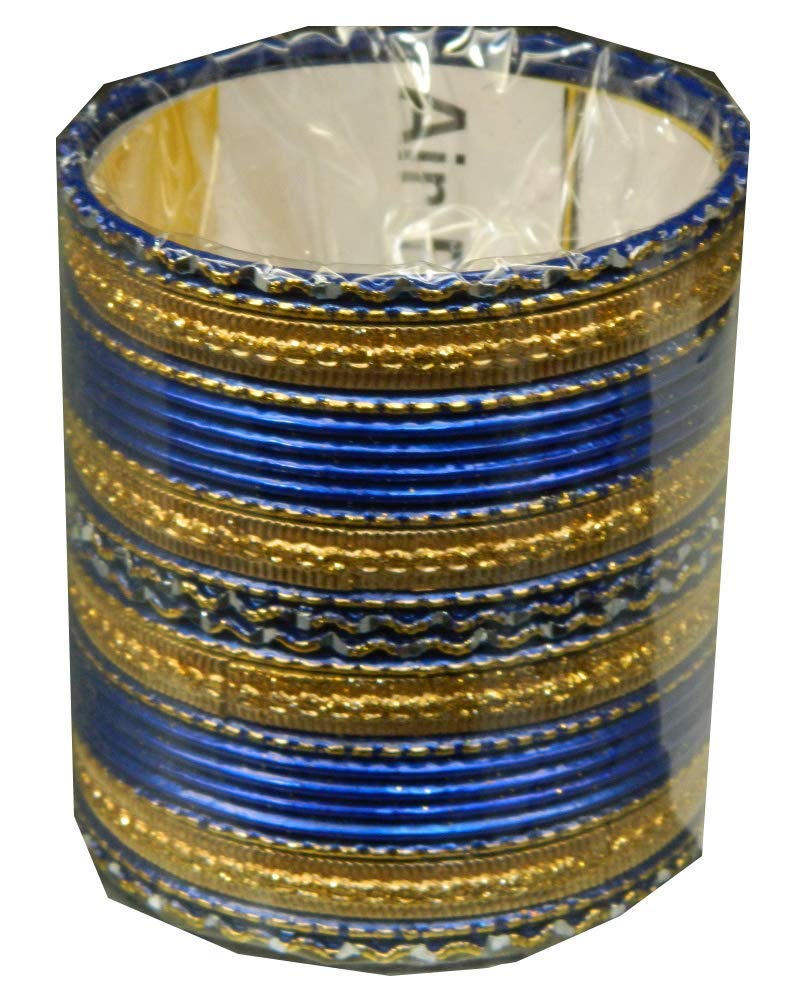 Bild von 24 Bangles Armreifen Royal blau mit Bindis